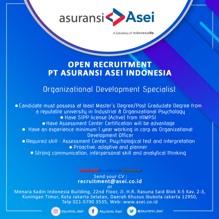 Sebelum bergabung di asei, beliau pernah bekerja di pt indomobil sukses . Lowongan Kerja S1 Pt Asuransi Asei Indonesia Tahun 2019