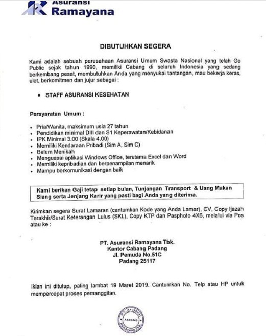 Beranda | berita | info investor | laporan tahunan. Lowongan Kerja Pt Asuransi Ramayana Tbk