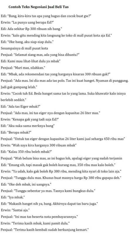 Contoh teks negosiasi jual beli di pasar. 25 Contoh Teks Negosiasi Jual Beli Beserta Strukturnya Lengkap