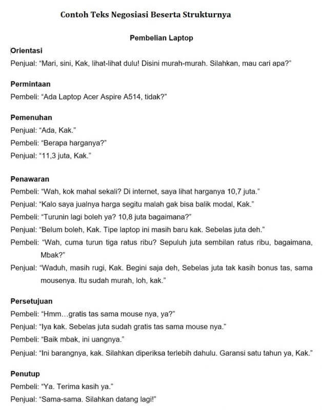 13/11/2021 · contoh teks negosiasi singkat di sekolah beserta strukturnya: 25 Contoh Teks Negosiasi Jual Beli Beserta Strukturnya Lengkap